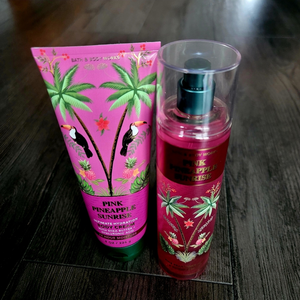 Pink Pineapple Sunrise B&BW Fragrance Set of 2 | Full Size Body Cream+Body Spray